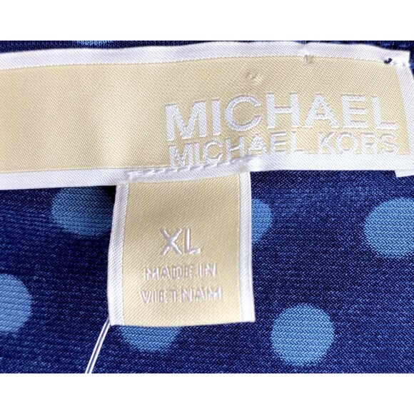 F. Michael Kors Top Size XL Polka Dot Multicolor Blue Top  V Neck. NWT $79 - Picture 5 of 7